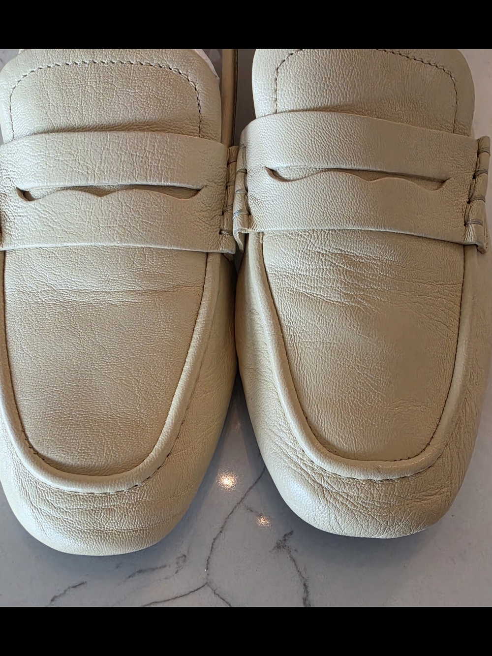 ZARA Cream Soft Leather Flat Penny Loafer Shoes Women's Size 9 - Picture 6 of 8